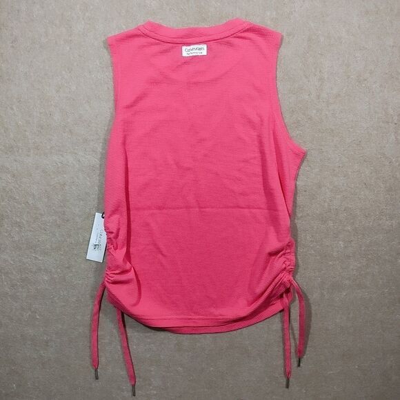 Calvin Klein Performance Sleeveless Crew Neck Side Tie Ruched Tank Top -I - Picture 2 of 9